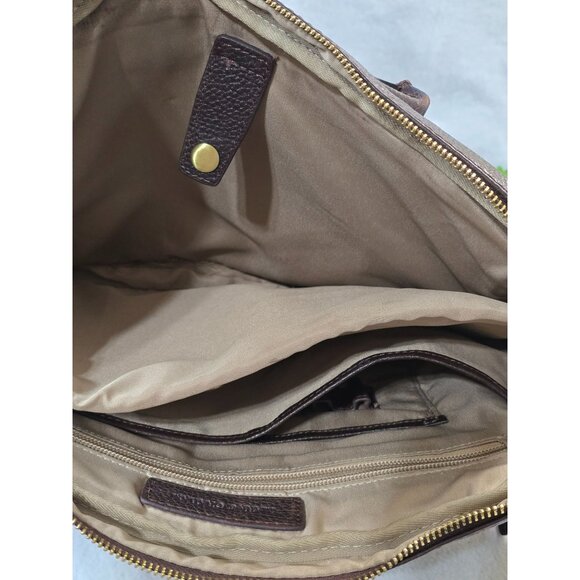 Mark & Graham Brown Leather Briefcase With Gold Hardware & Adjustable Strap - Picture 3 of 11